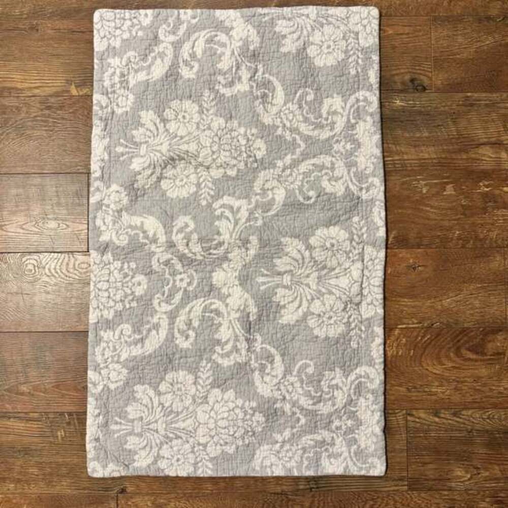 Laura Ashley Venetia Quilted Gray and White Floral King Pillow Sham